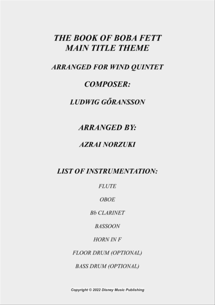 The Book Of Boba Fett Main Title Theme Woodwind Quintet scores gallery preview page 2
