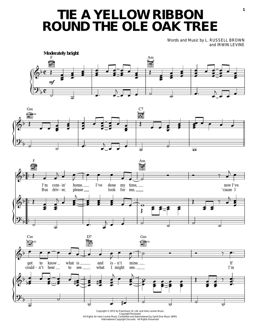 Tie A Yellow Ribbon Round The Ole Oak Tree Acoustic Guitar scores gallery preview page 1
