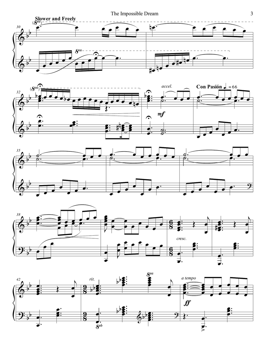 The Impossible Dream (the Quest) Piano Solo scores gallery preview page 4