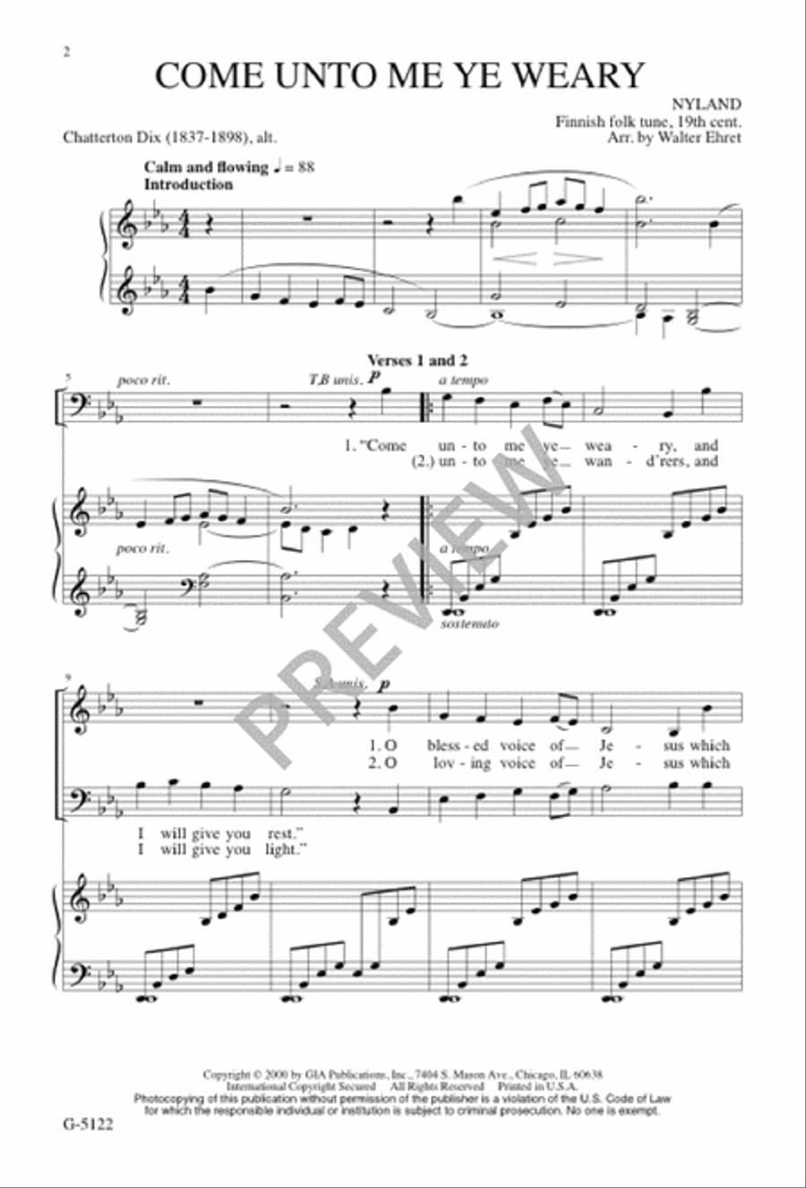 Come unto Me, Ye Weary Come unto Me, Ye Weary 4-Part scores gallery preview page 3