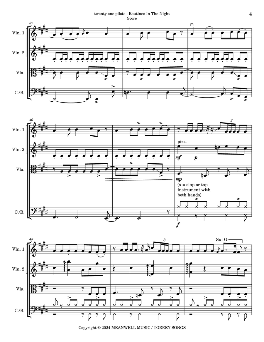 Routines In The Night Routines In The Night String Quartet scores gallery preview page 4