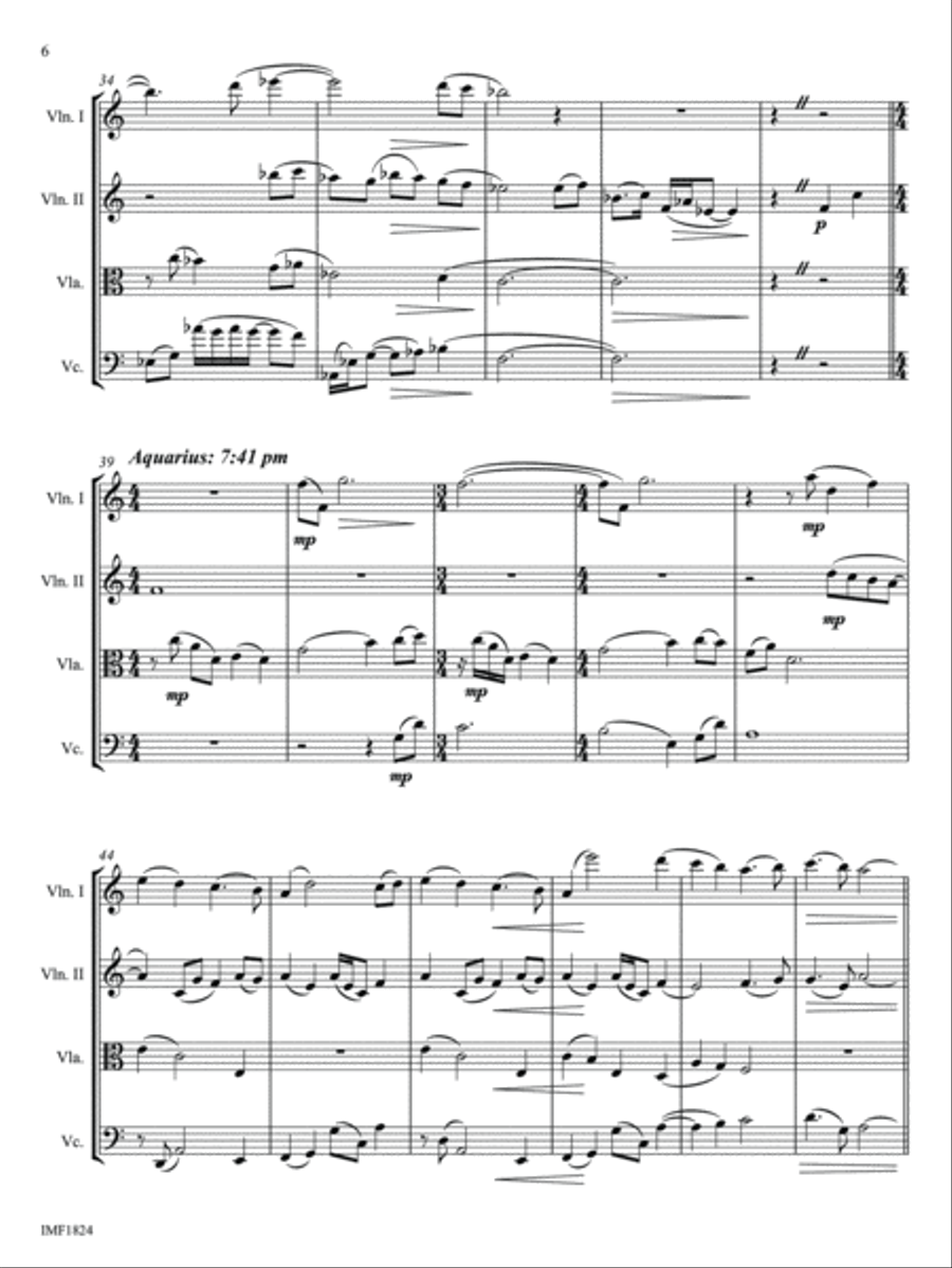 Celestial Harmonies String Quartet scores gallery preview page 6