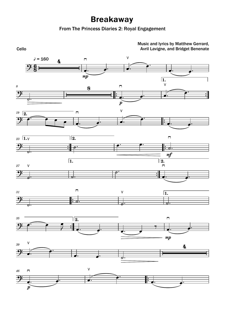 Breakaway Cello Solo scores gallery preview page 1