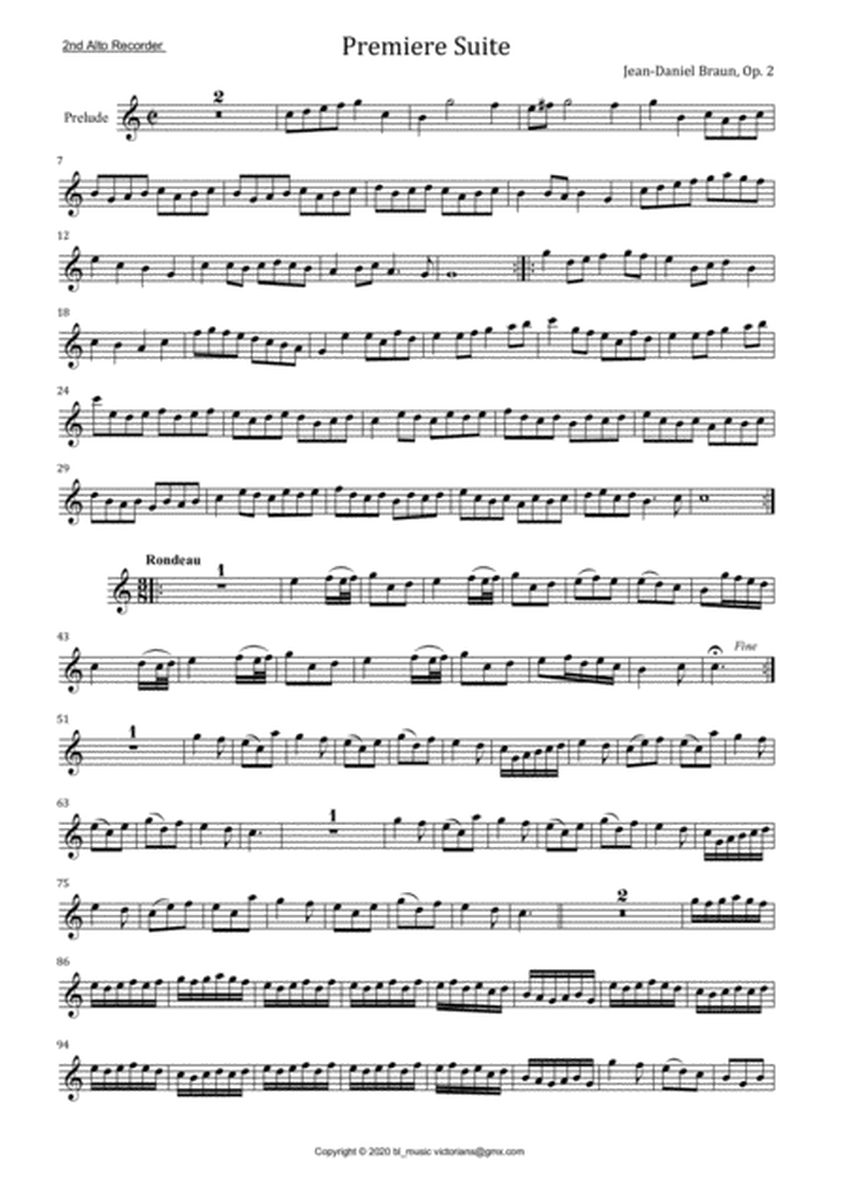JD Braun, Six Suites op. 2 for Treble Recorder, 2nd Alto part