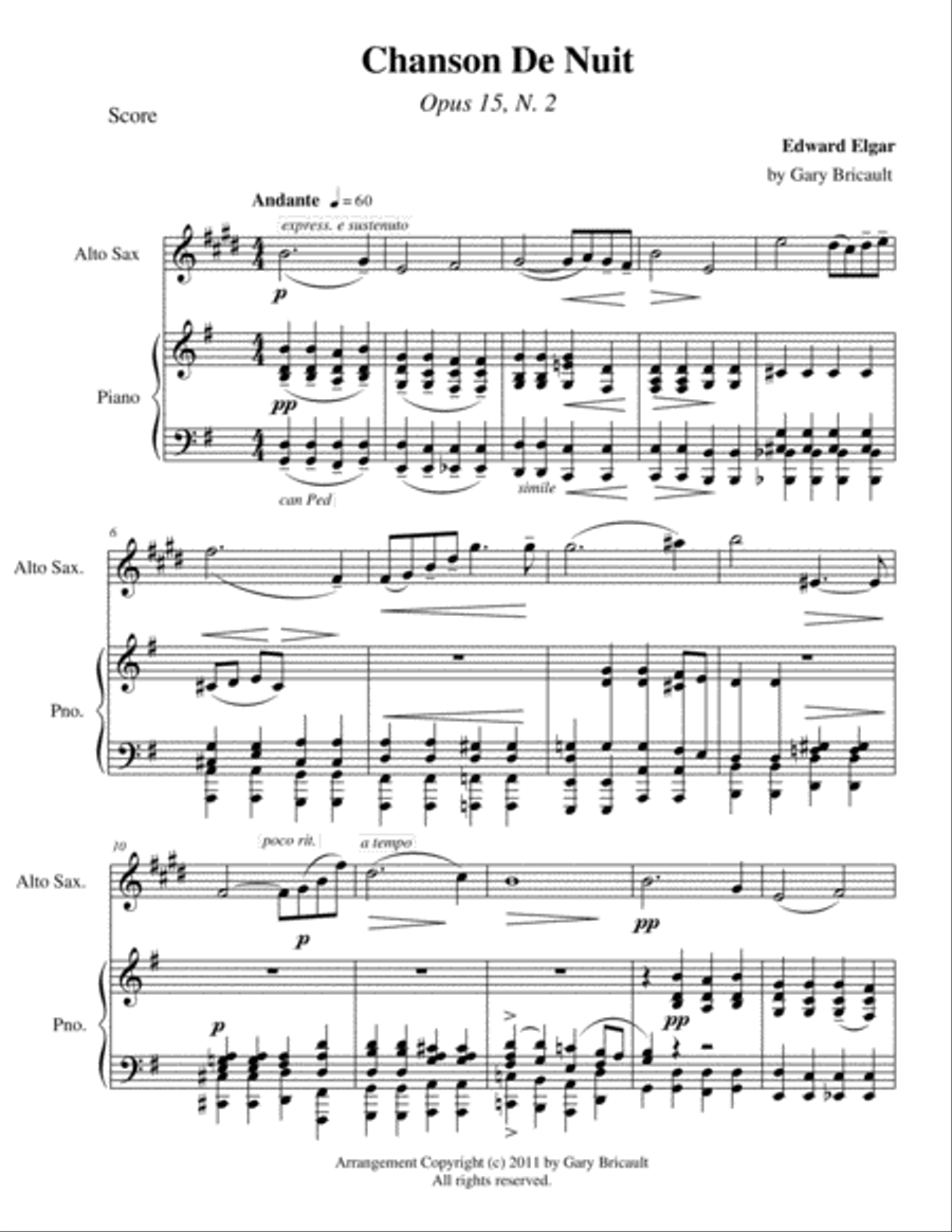 Chanson De Nuit - Opus 15, N. 2 Alto Saxophone scores gallery preview page 1