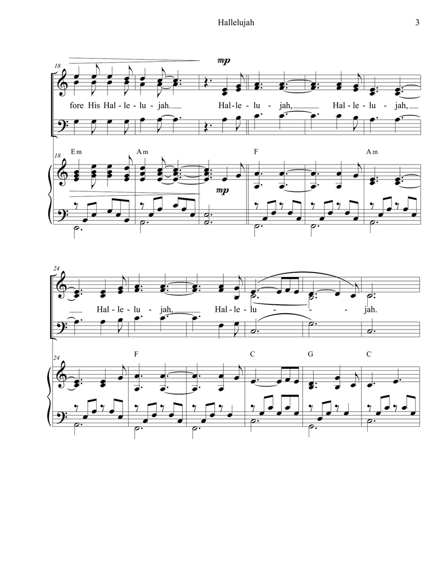 Hallelujah 3-Part scores gallery preview page 3