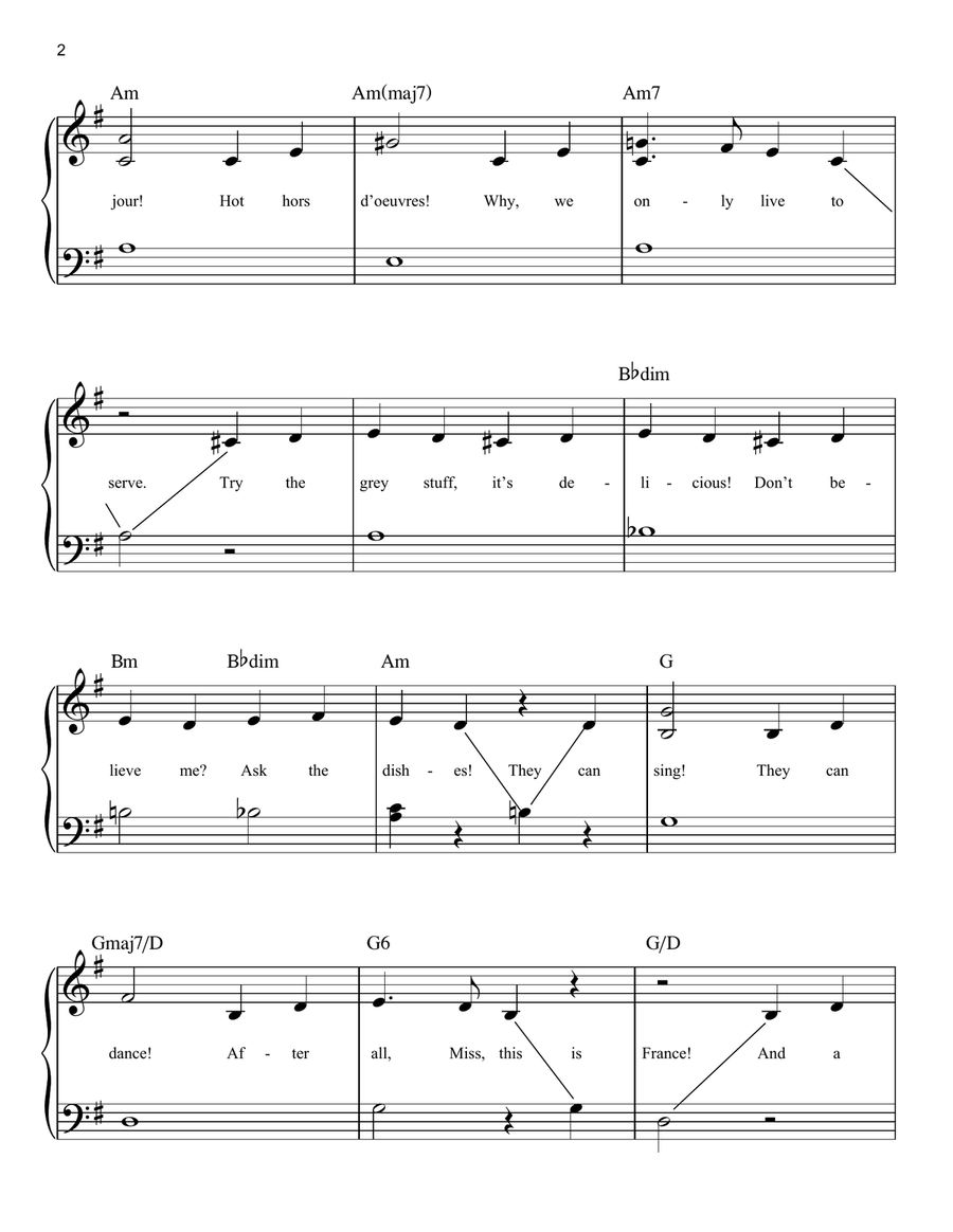 Be Our Guest (from Beauty And The Beast) Easy Piano scores gallery preview page 2