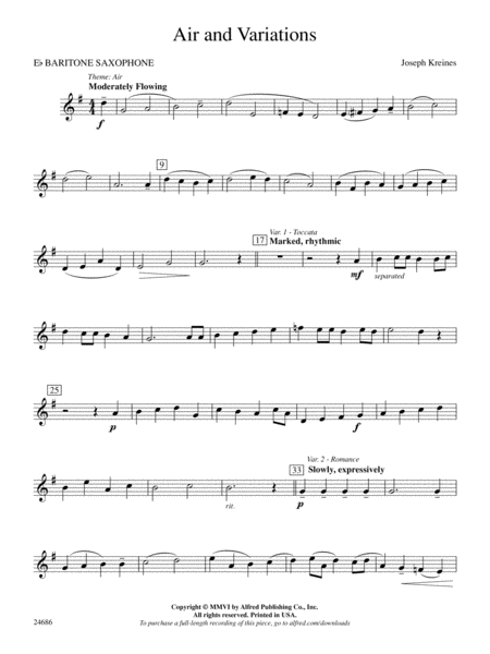 Air and Variations: E-flat Baritone Saxophone