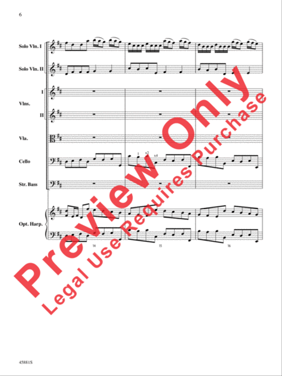 Concerto for Two Violins in D Major String Orchestra scores gallery preview page 6