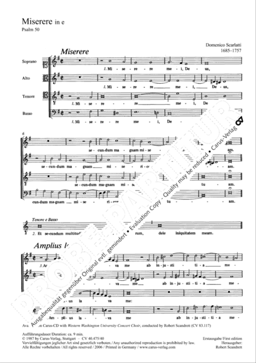 Miserere in E minor 4-Part scores gallery preview page 3
