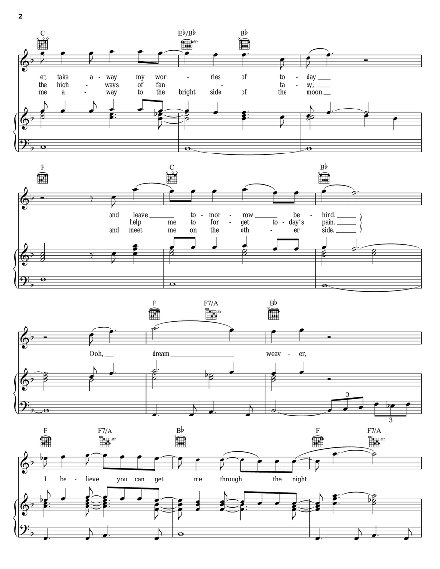Dream Weaver Dream Weaver Piano, Vocal, Guitar scores gallery preview page 2