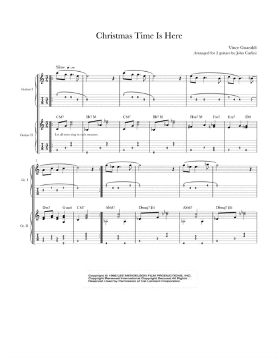Christmas Time Is Here Guitar scores gallery preview page 1
