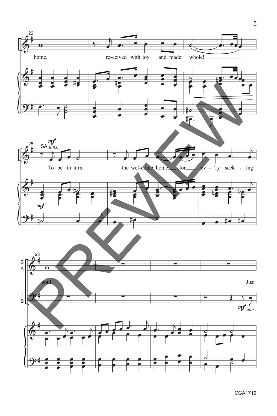 Welcome Home [Song for Prodigals] (SATB) 4-Part scores gallery preview page 4