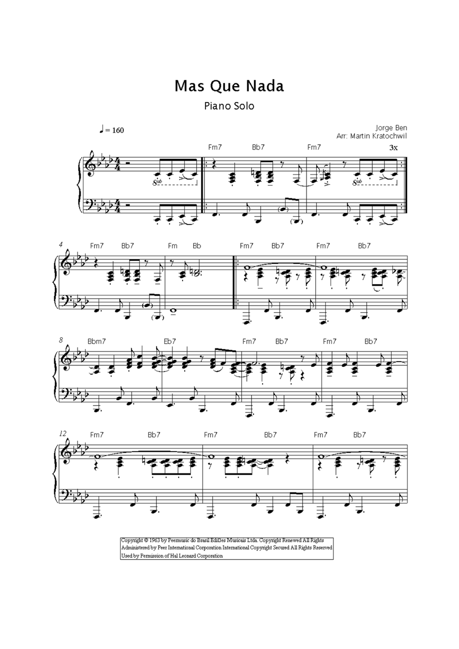 Mas Que Nada Mas Que Nada Piano Solo scores gallery preview page 1