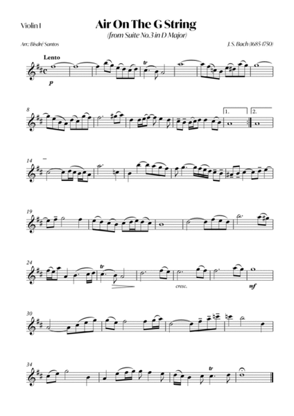 Air On The G String (from Suite No.3 in D Major) (Bach) - String quintet image number null
