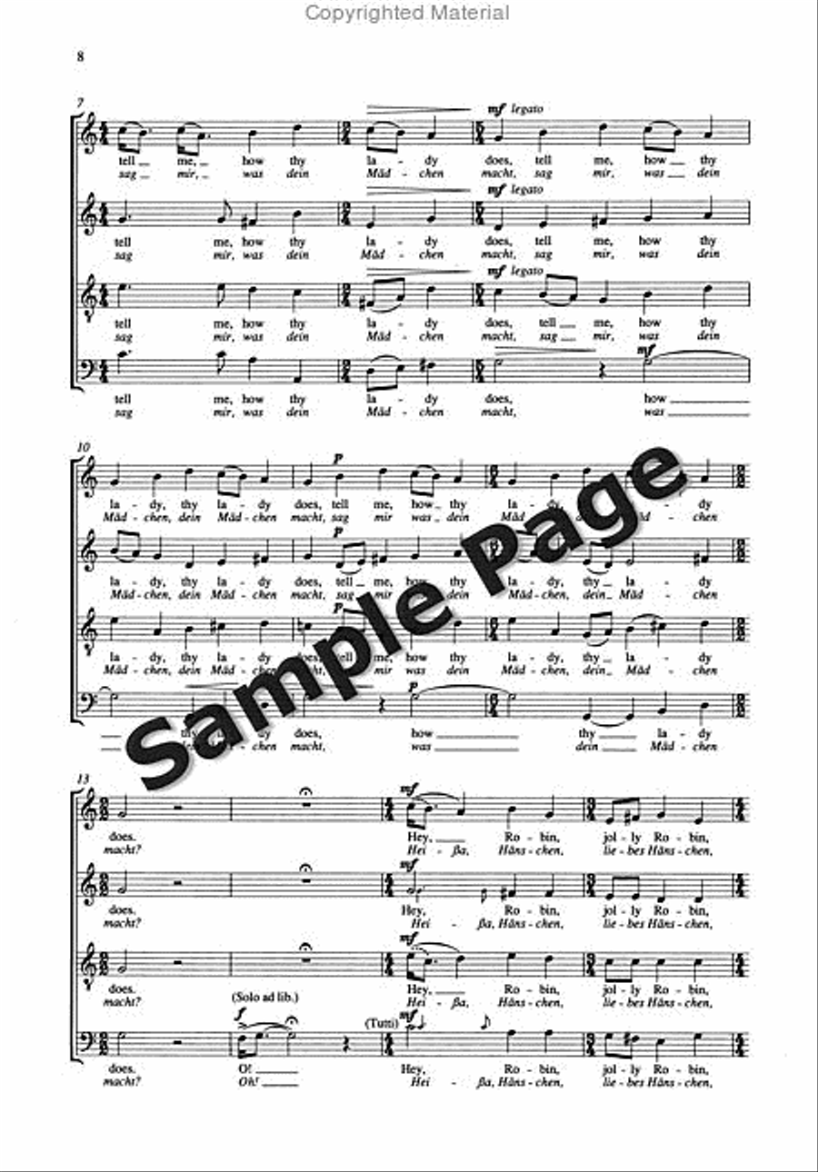 Songs 7 Shakespeare Comedies#1-2 4-Part scores gallery preview page 9