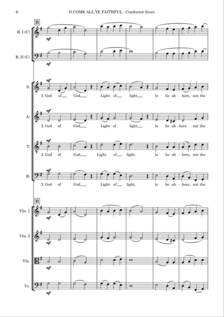 O Come All Ye Faithful – SATB, String 4tet and opt. flexible woodwind – Score and parts B-Flat Clarinet scores gallery preview page 6