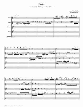 Fugue 06 from Well-Tempered Clavier, Book 2 (Woodwind Quintet)
