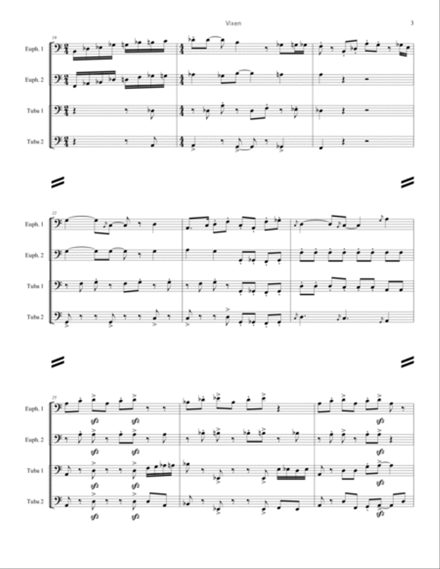 Vixen The Hipster Reindeer (Lower Brass Quartet) Brass Quartet scores gallery preview page 4