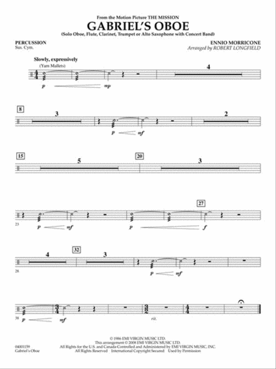 Gabriel's Oboe (from The Mission) Concert Band scores gallery preview page 7