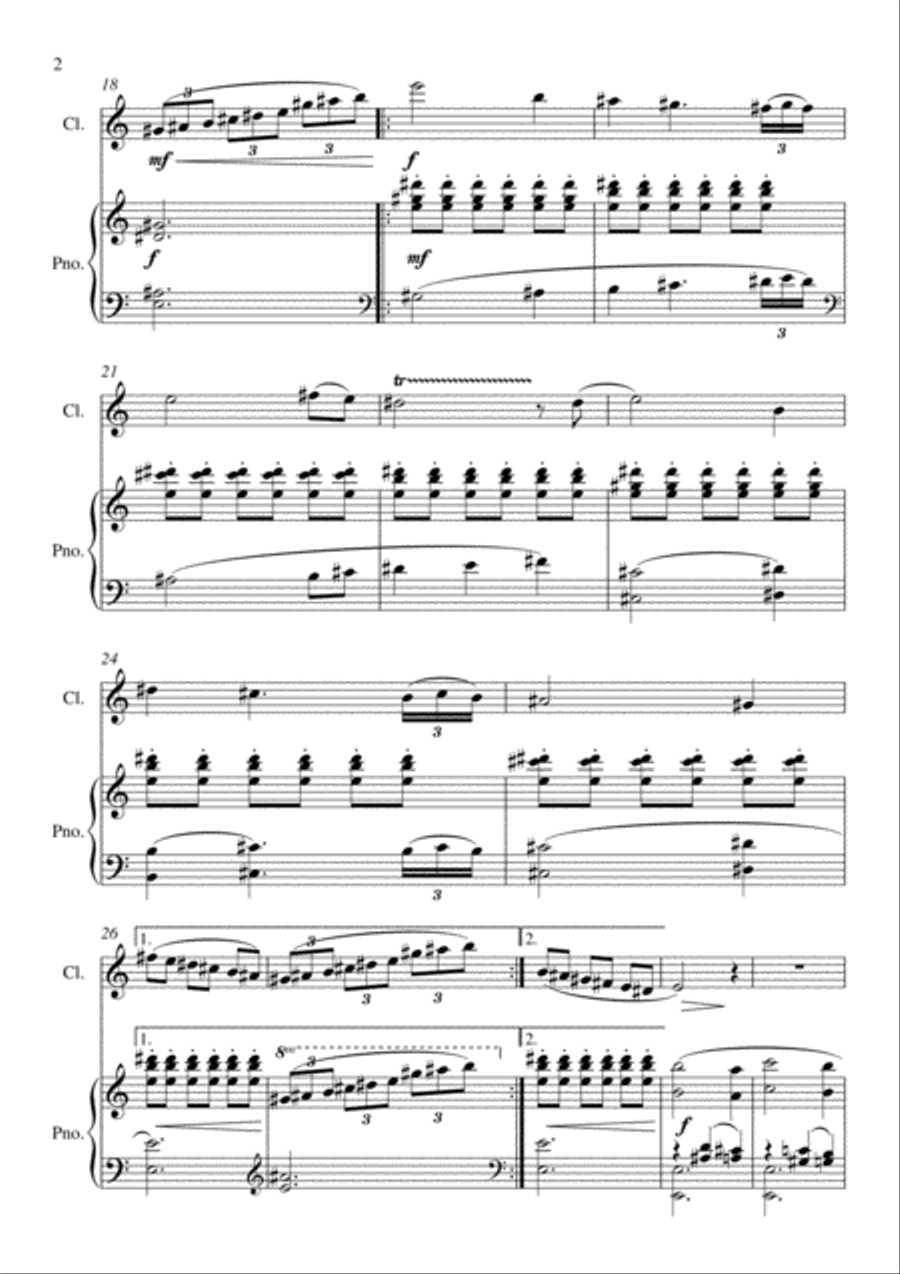 Three pieces for clarinet and piano Clarinet Solo scores gallery preview page 6