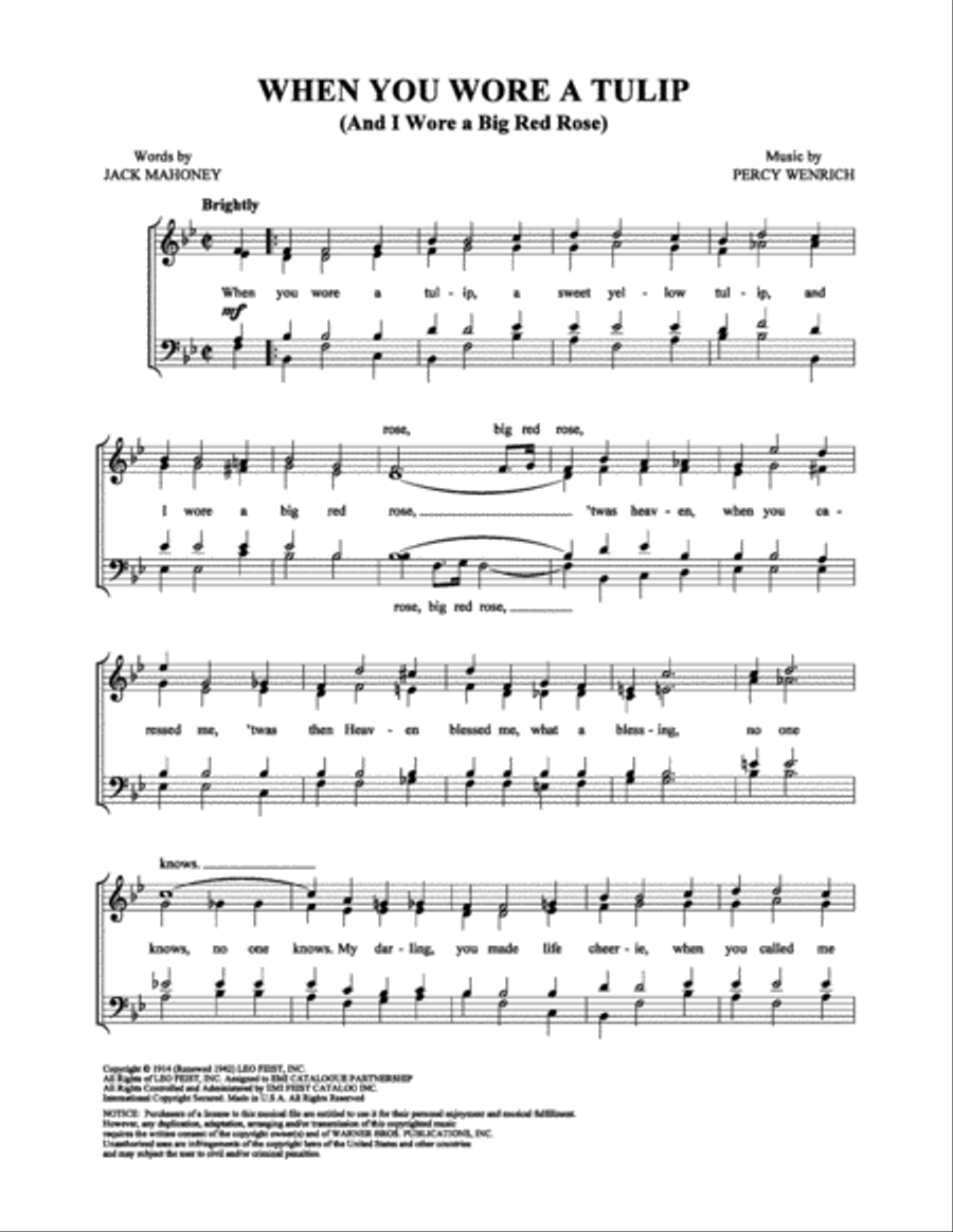When You Wore a Tulip Voice scores gallery preview page 1