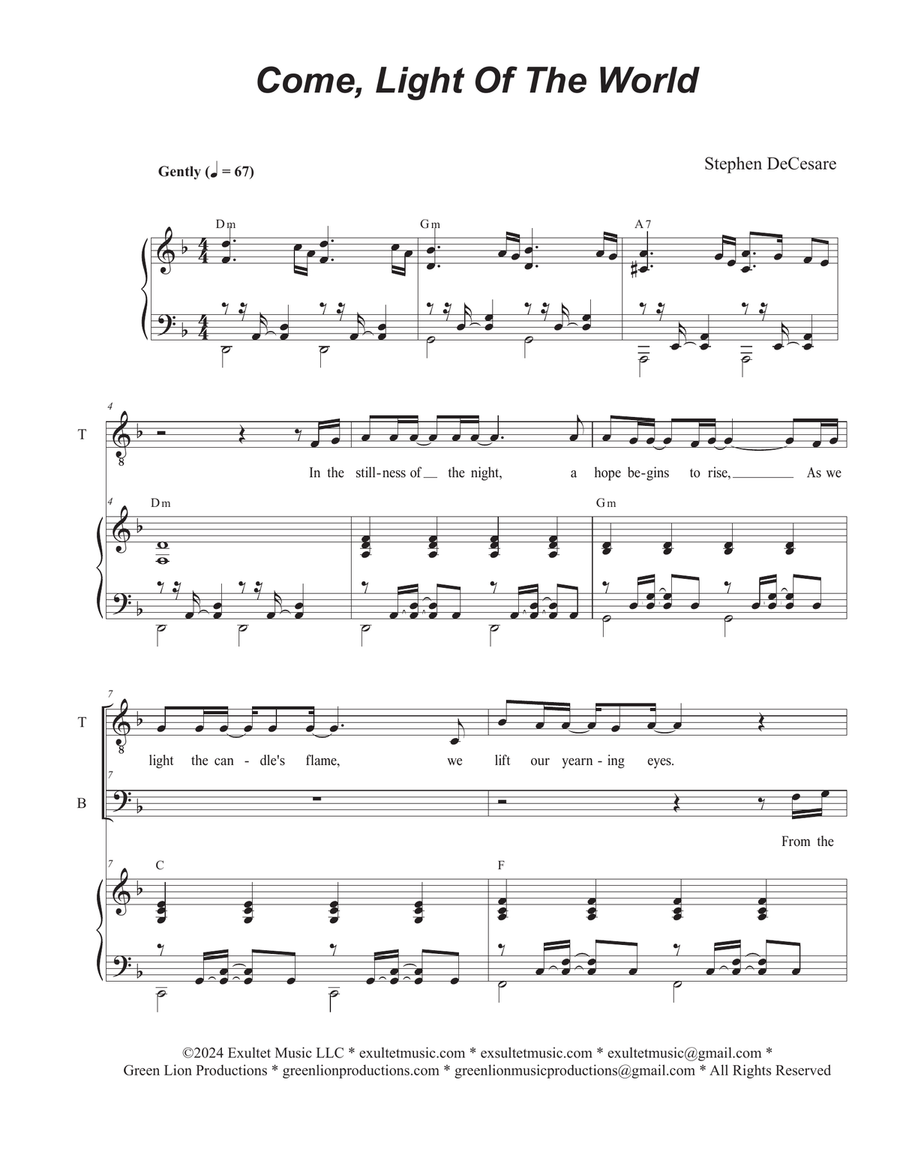 Book cover for Come, Light Of The World (2-part choir - (TB)