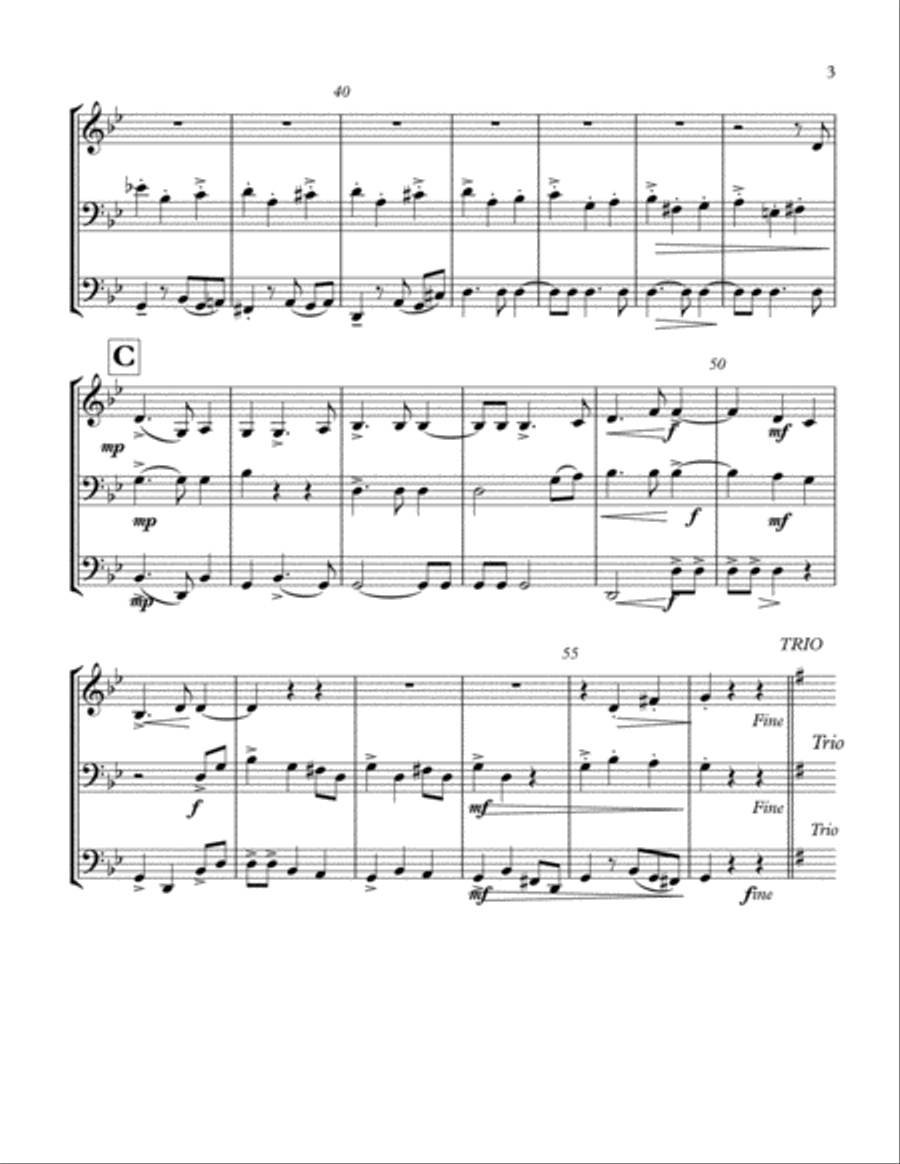 Scherzo from Terzetto Opus 74 by Antonin Dvořák Brass Ensemble scores gallery preview page 3