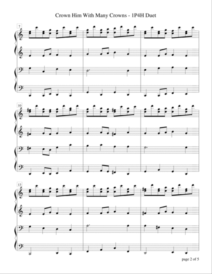 Crown Him With Many Crowns (1 Piano, 4 Hands Duet) 1 Piano, 4-Hands scores gallery preview page 6