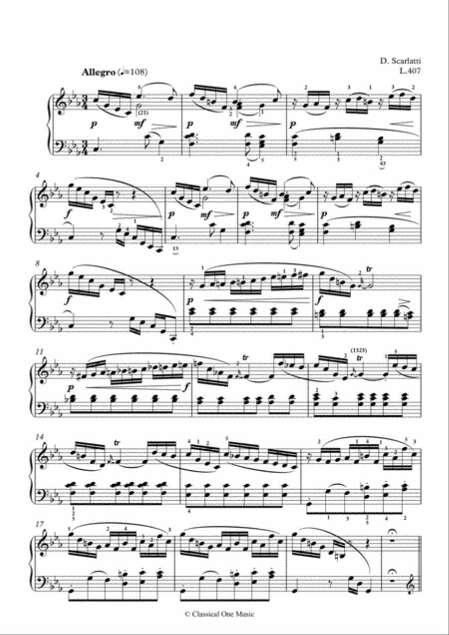 Scarlatti-Sonata in c-minor L.407 K.115(piano) Piano Solo scores gallery preview page 2