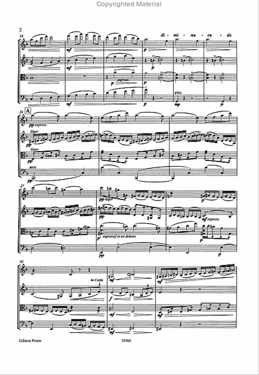 Quatuor à cordes en fa majeur (String Quartet in F) String Quartet scores gallery preview page 3