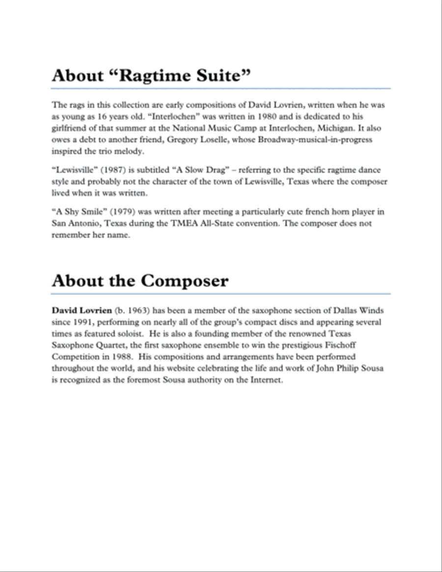 Ragtime Suite Piano Solo scores gallery preview page 3