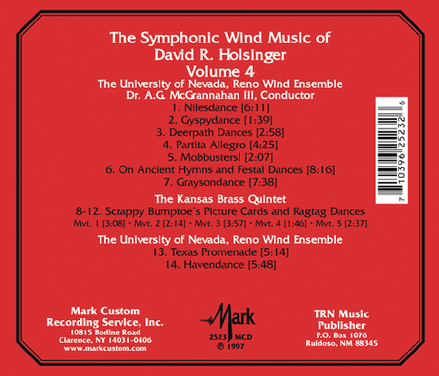The Symphonic Wind Music of David R. Holsinger: Volume 4