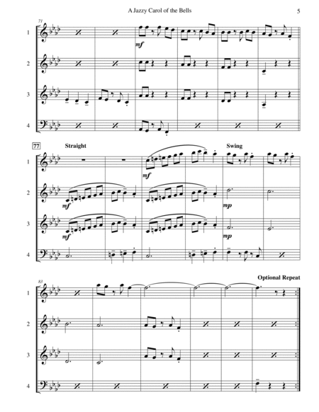 Carol of the Bells (Jazz Waltz for Saxophone Quartet) image number null