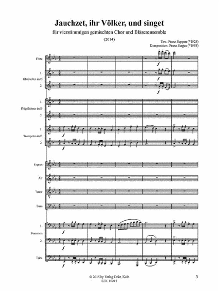 Jauchzet, ihr Völker, und singet für gemischten Chor und Bläserensemble oder Klavier (2014) 4-Part scores gallery preview page 2
