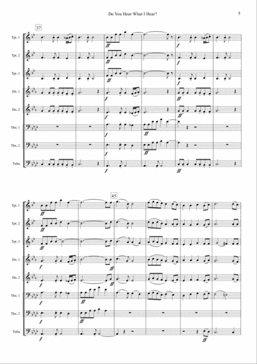 Do You Hear What I Hear Brass Ensemble scores gallery preview page 5