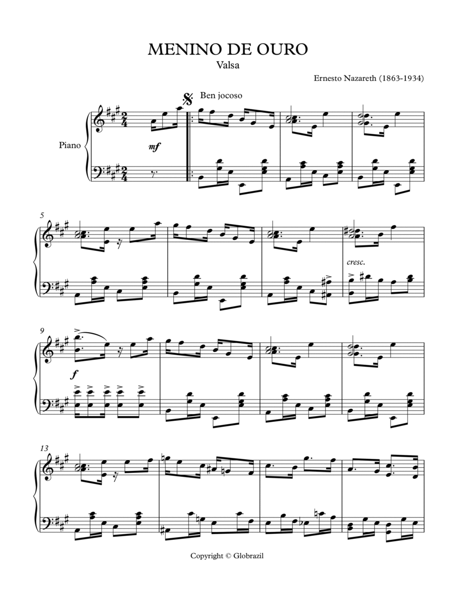MENINO DE OURO MENINO DE OURO Piano Solo scores gallery preview page 1