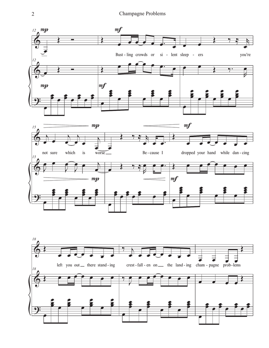 Champagne Problems Champagne Problems Voice Solo scores gallery preview page 2