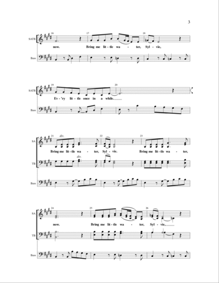 Bring Me little Water, Sylvie 4-Part scores gallery preview page 2