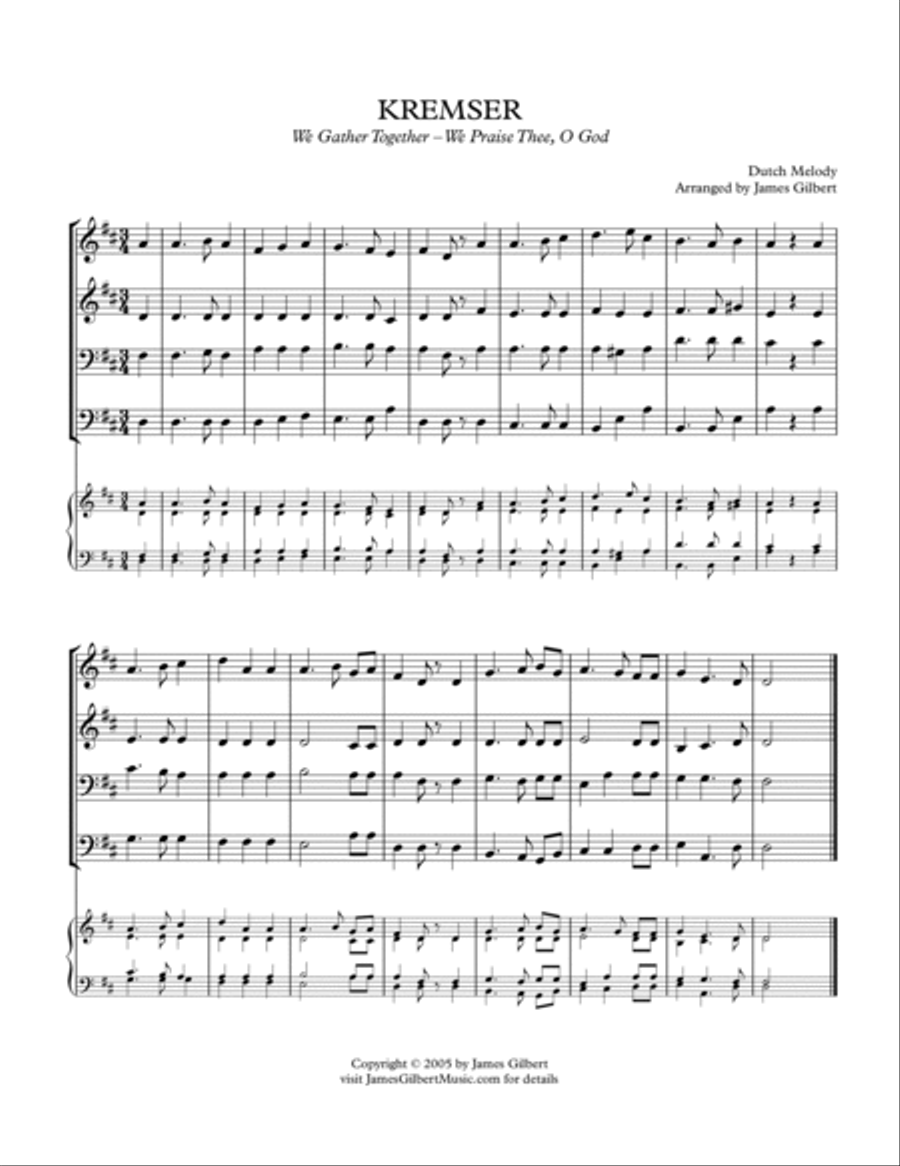 KREMSER (We Gather Together) Small Ensemble scores gallery preview page 2