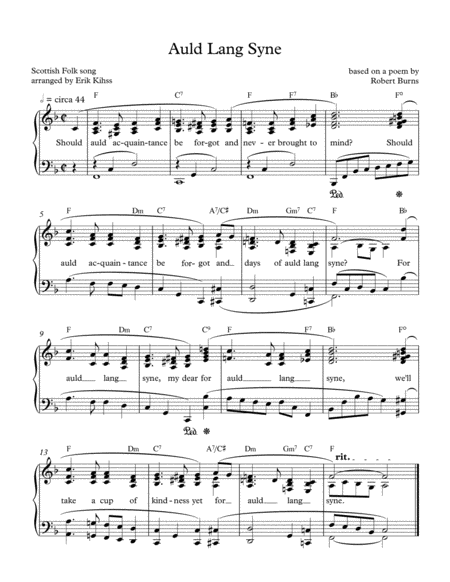 Auld Lang Syne - intermediate piano solo image number null