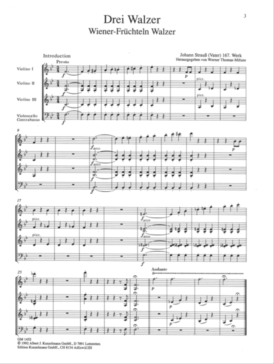3 waltzes for 3 violins and bass Cello scores gallery preview page 2