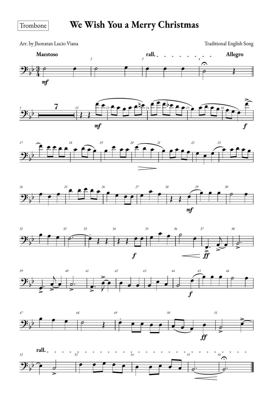 We Wish You a Merry Christmas Brass Quartet scores gallery preview page 5