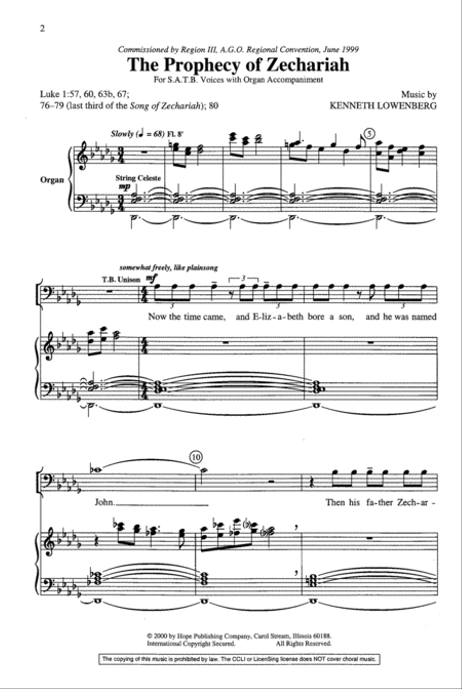 The Prophecy of Zechariah 4-Part scores gallery preview page 2
