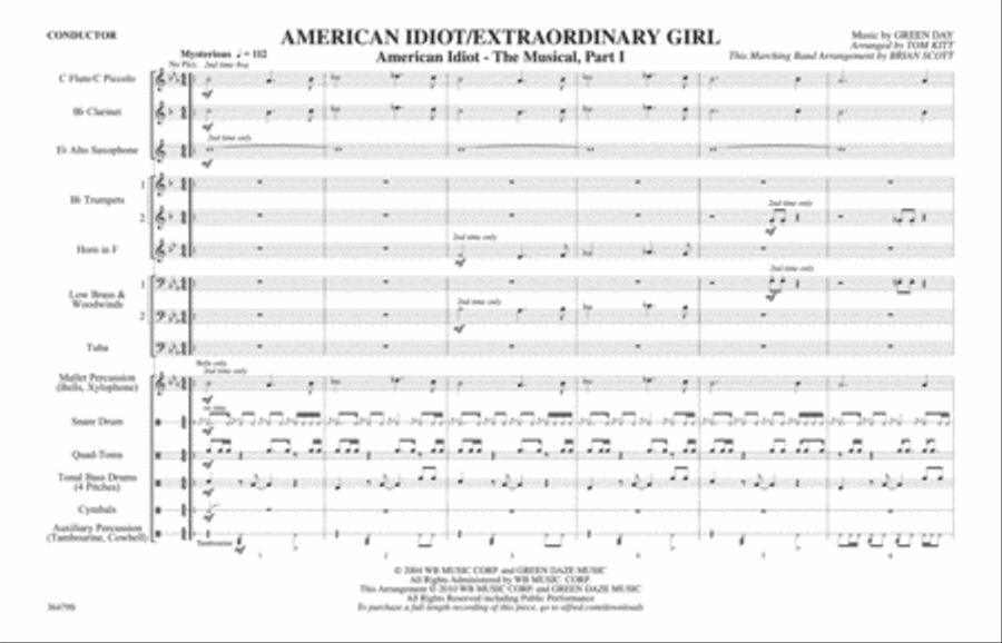 American Idiot / Extraordinary Girl: Score Marching Band scores gallery preview page 1