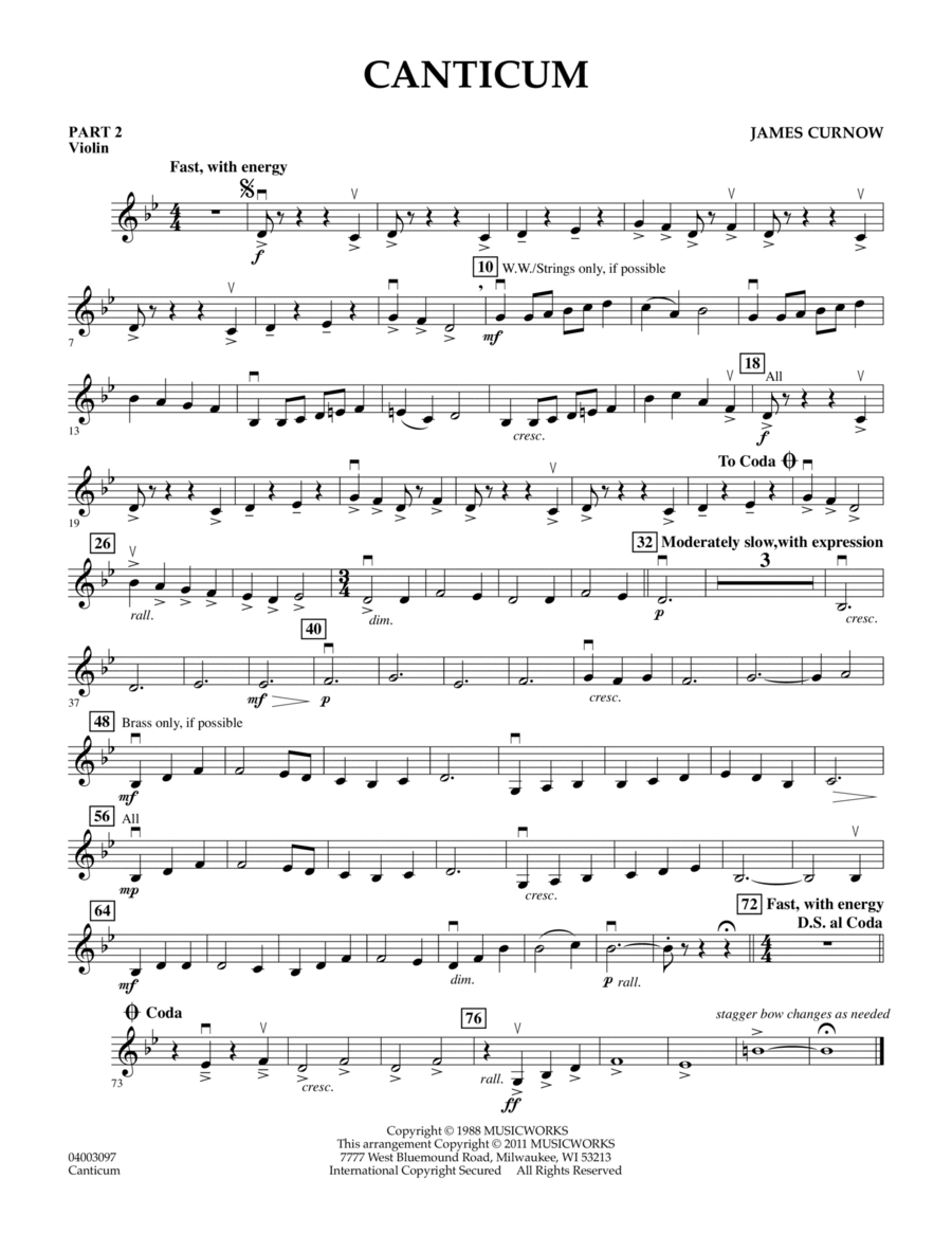 Canticum - Pt.2 - Violin Concert Band scores gallery preview page 1