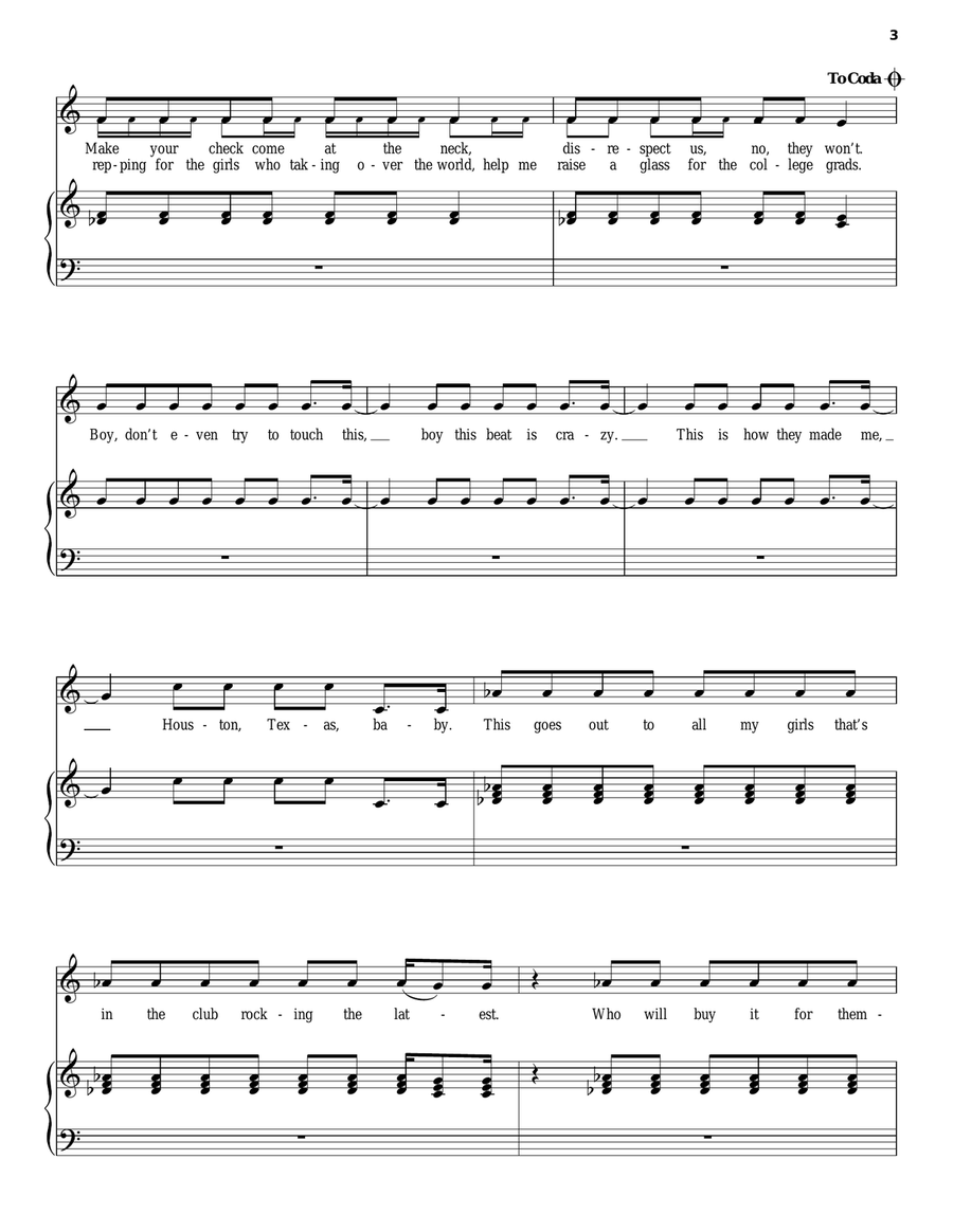 Run The World (Girls) Piano, Vocal, Guitar scores gallery preview page 3