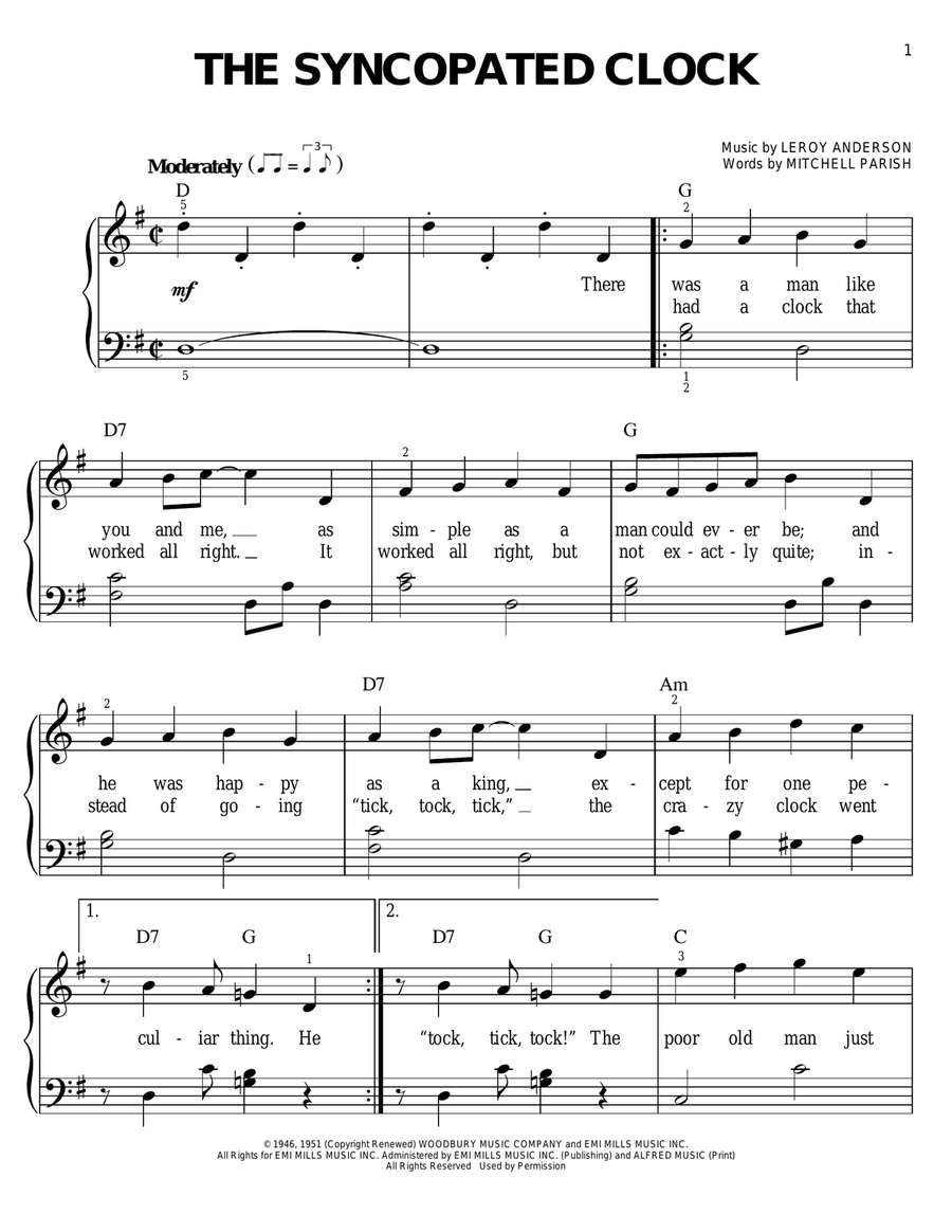 The Syncopated Clock Easy Piano scores gallery preview page 1