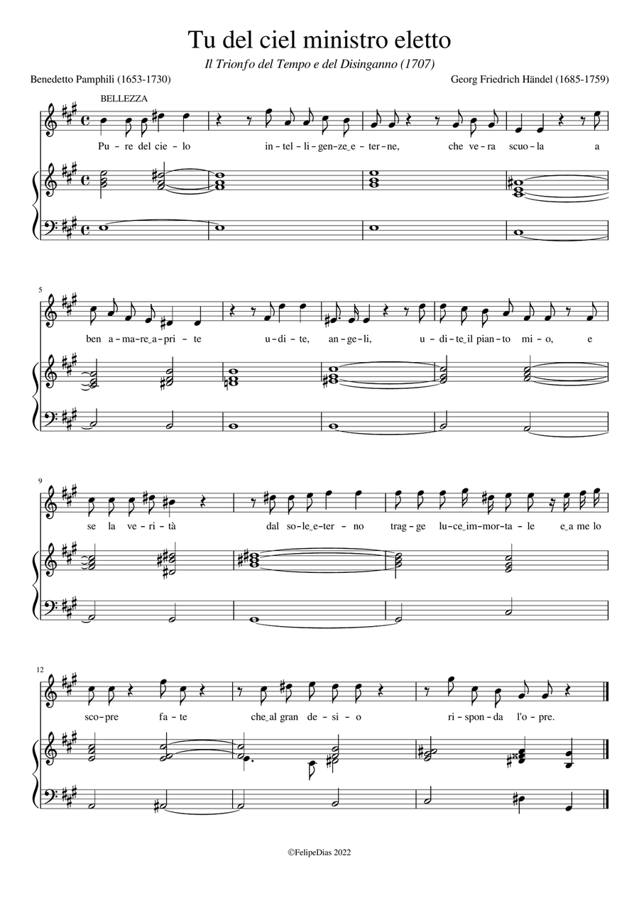 Tu del ciel ministro eletto (Vocal score/Piano reduction) Piano, Vocal scores gallery preview page 1