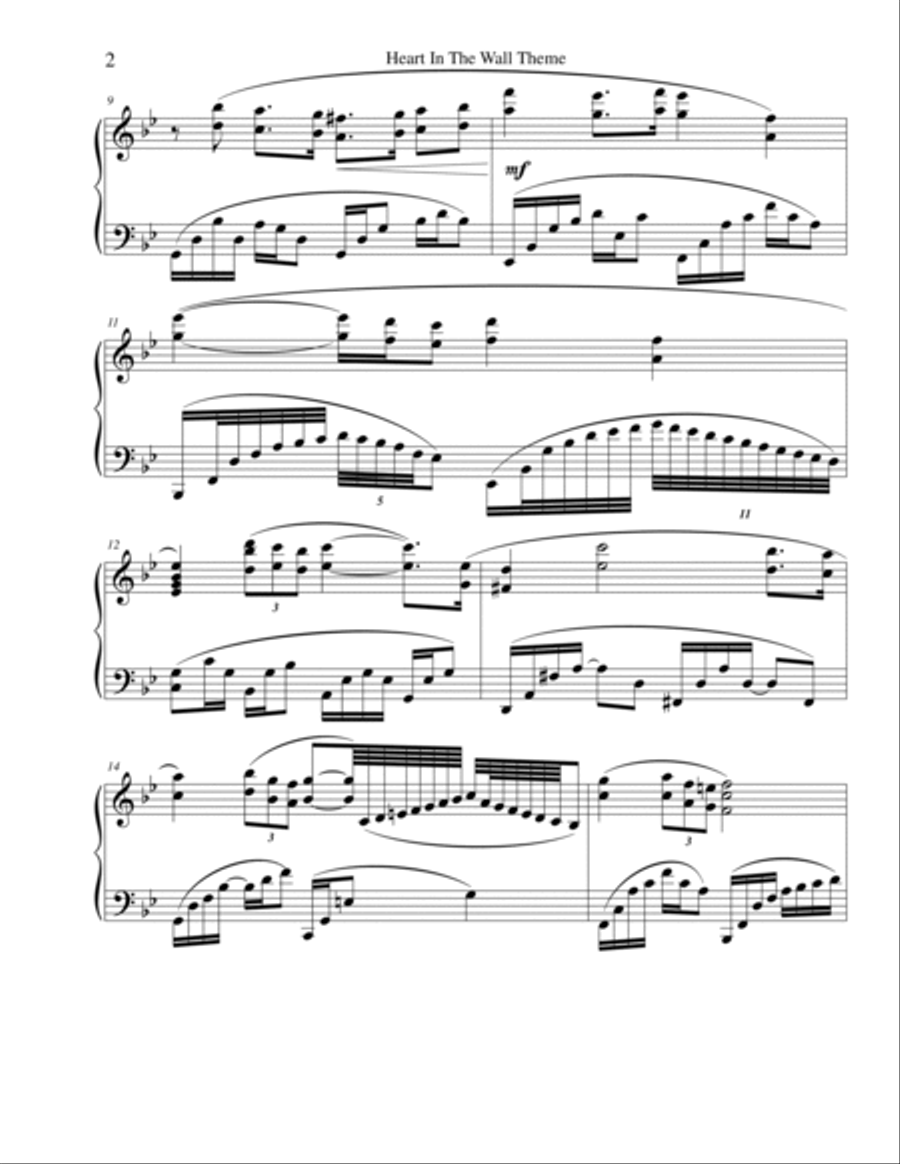 Heart In The Wall Theme Piano Solo scores gallery preview page 2
